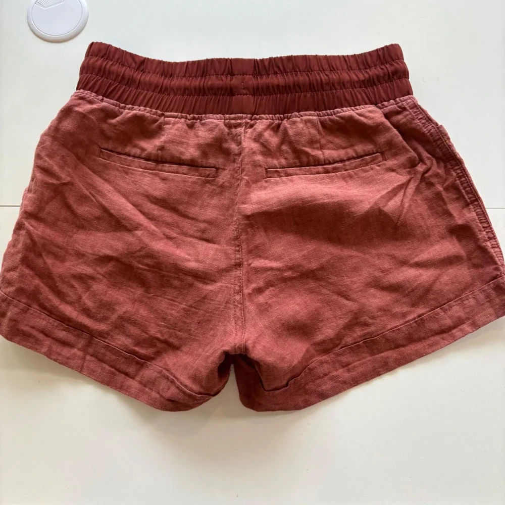 Athleta Linen Blend Drawstring Waist‎ Shorts Red Size 2 - Picture 2 of 5